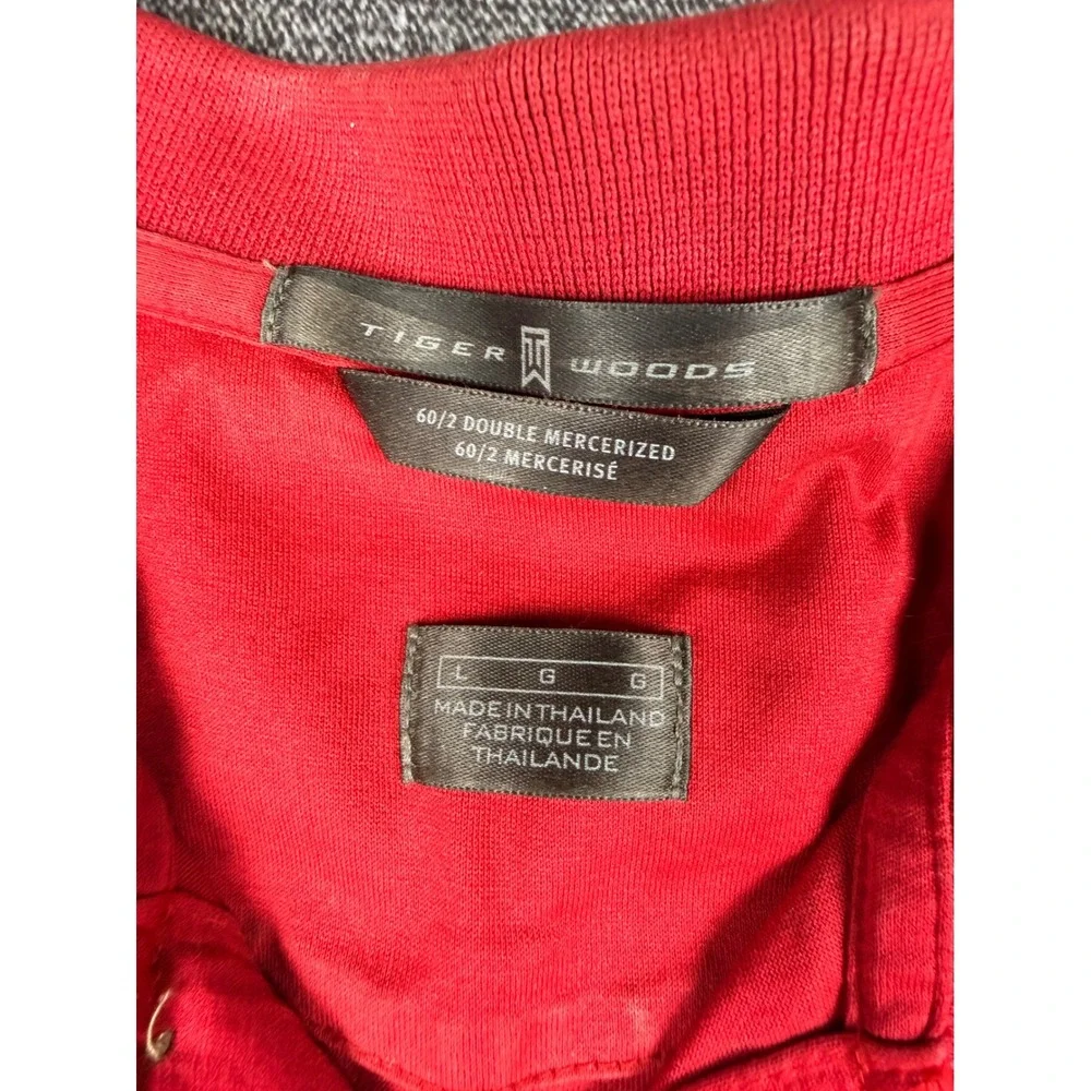 Nike Tiger Woods Collection Red Double Mercerized Cotton Golf Polo Shirt Mens L - Picture 3 of 6